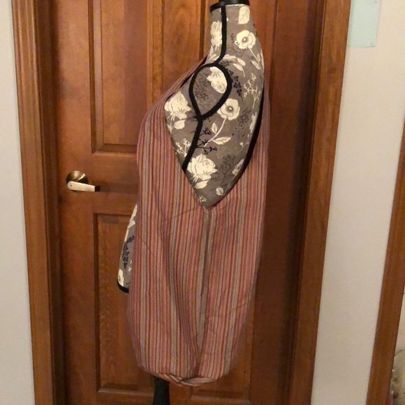 Missoni-like, orange brown and gray stripe, boho festival bag tie closure, lined - Picture 10 of 10